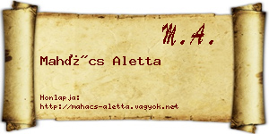 Mahács Aletta névjegykártya